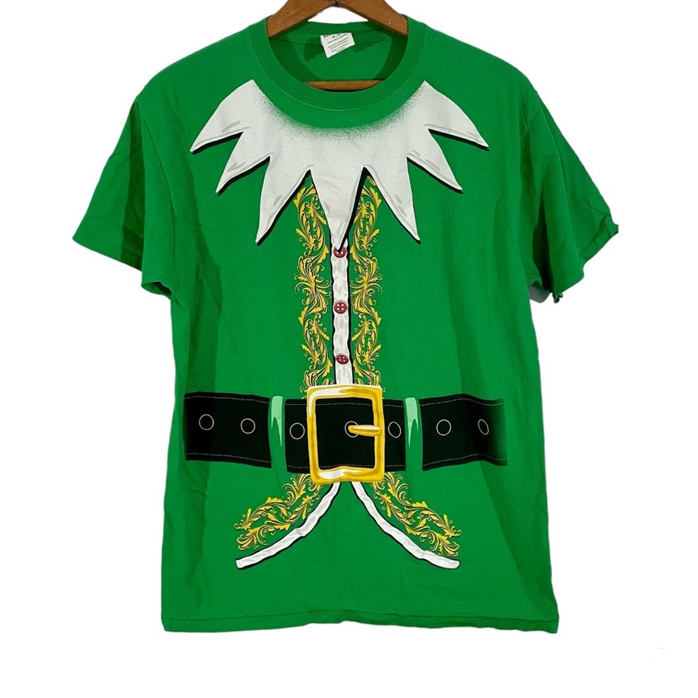 Christmas Elf T-Shirt Holiday Green Outfit Festival M Tee Santa's Helper